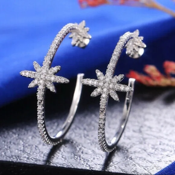 NWT STERLING SILVER HOOP Earrings - Picture 1 of 7